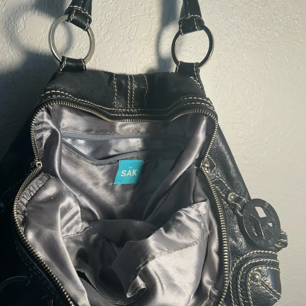 The Sak Black 100% Cow Leather Shoulder Bag